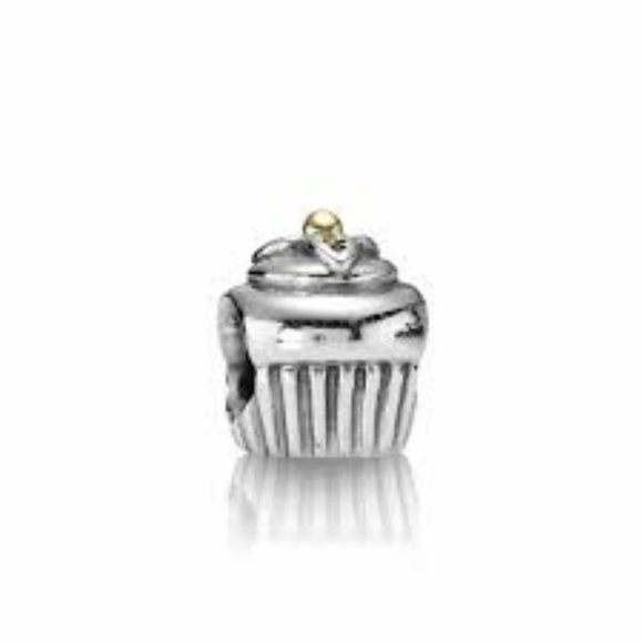 Pandora cupcake charm with 14k gold top - Picture 1 of 4